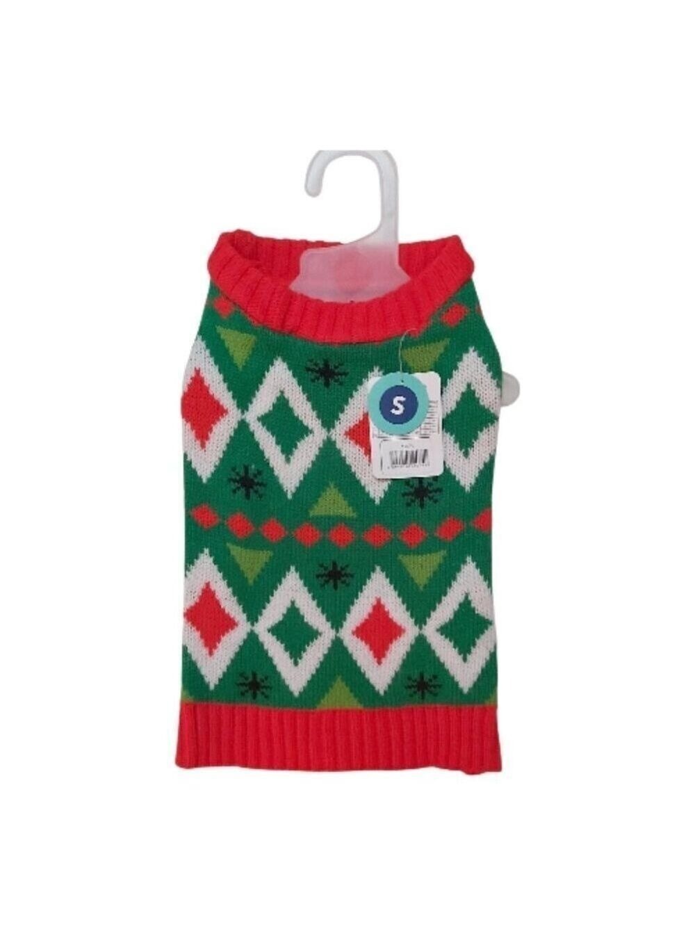 Christmas Dog Sweater Size Small Ugly Xmas Spider Argyle Green Red Pet Jumper
